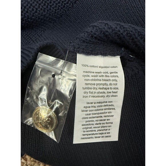 NWT Náutica Navy Structured Ribbed Knit Crew Mock Neck Pull Over Sweater Medium - Picture 5 of 11